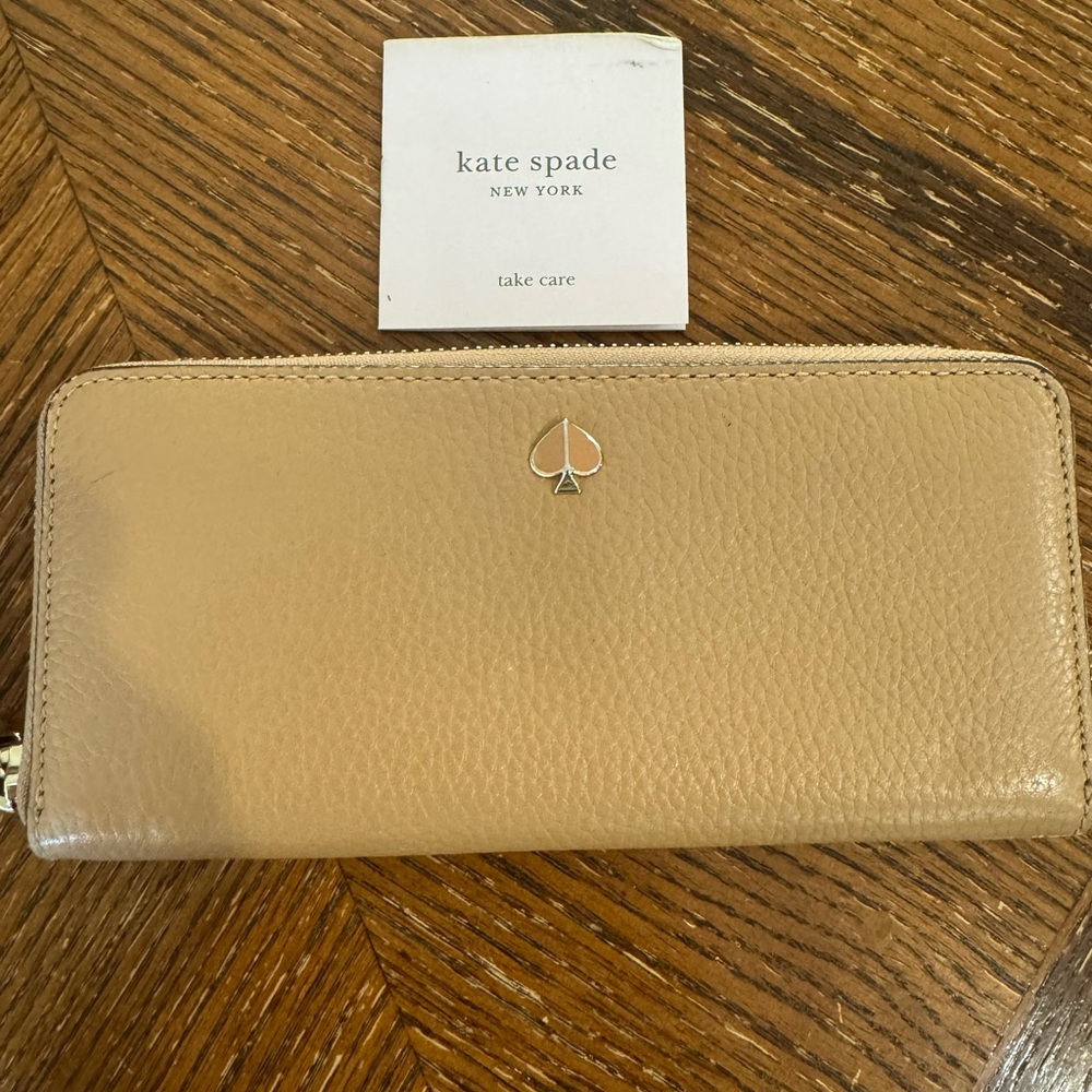 kate spade Cream Leather Zip-Around Wallet